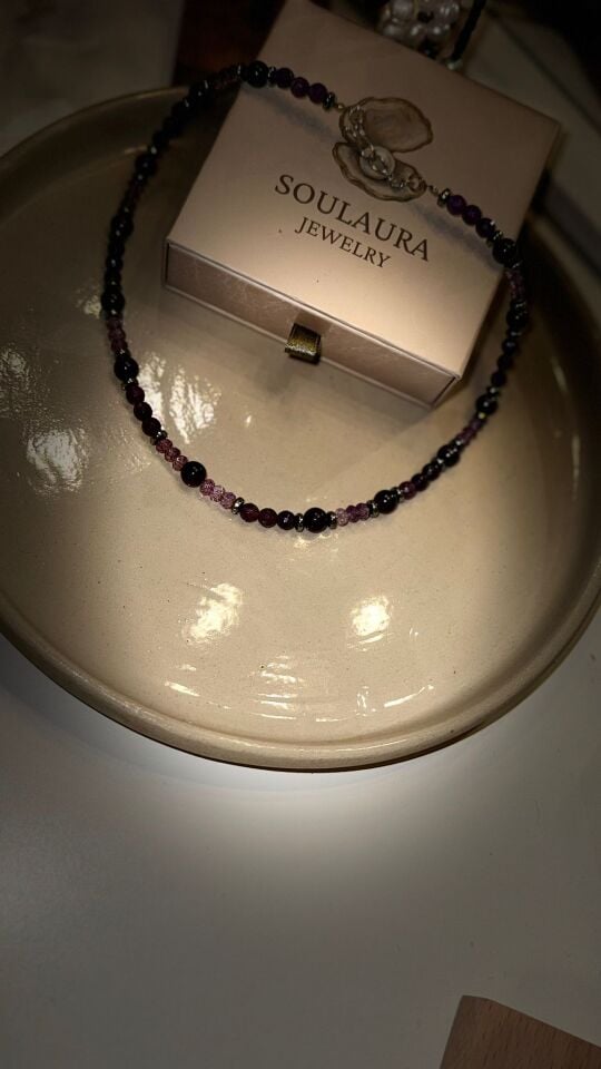 Liora – Ametist & Hematit Kolye