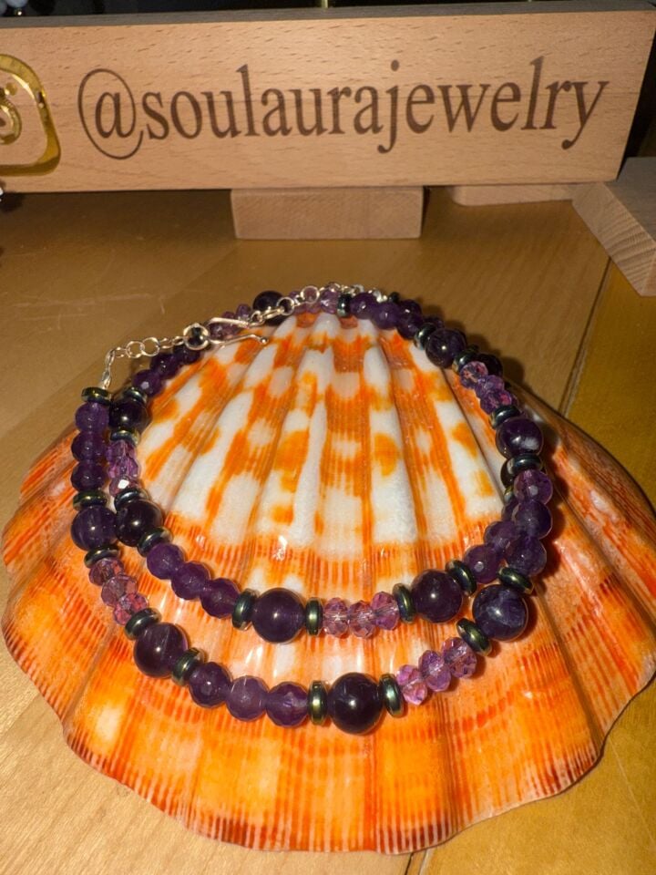 Liora – Ametist & Hematit Kolye