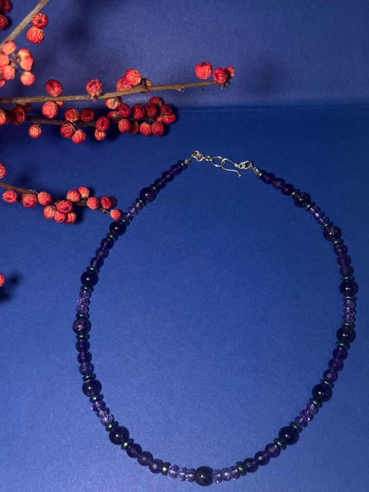 Liora – Ametist & Hematit Kolye