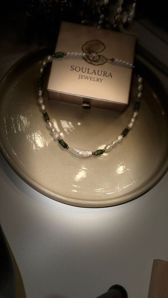 Gaia – Afrika Turkuazı & Saf İnci Kolye