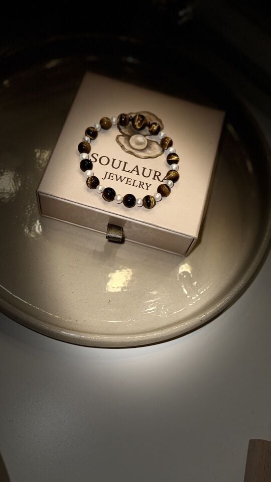 Solar Pearl – Kaplan Gözü & İnci Kadın Bileklik