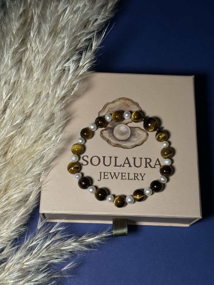 Solar Pearl – Kaplan Gözü & İnci Kadın Bileklik