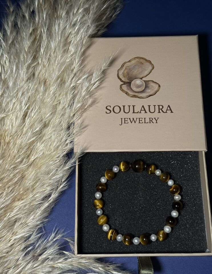 Solar Pearl – Kaplan Gözü & İnci Kadın Bileklik