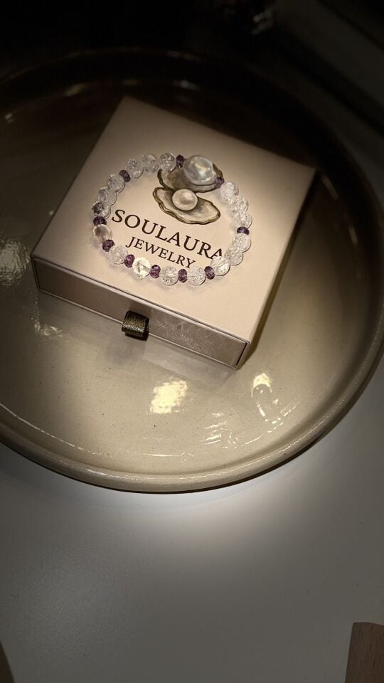 Auralis – Necef Kristal, Ametist & Barok İnci Kadın Bileklik