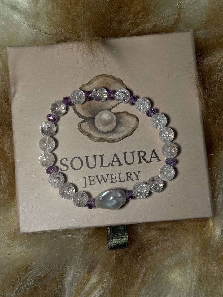 Auralis – Necef Kristal, Ametist & Barok İnci Kadın Bileklik