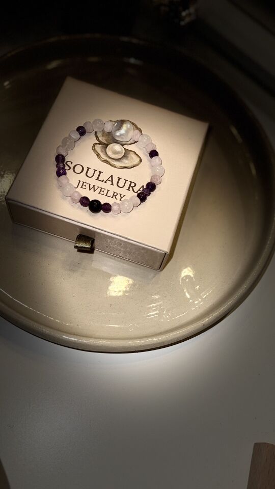 Amoria – Ametist, Pembe Kuvars & Barok İnci Kadın Bileklik