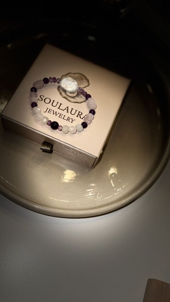 Amoria – Ametist, Pembe Kuvars & Barok İnci Kadın Bileklik