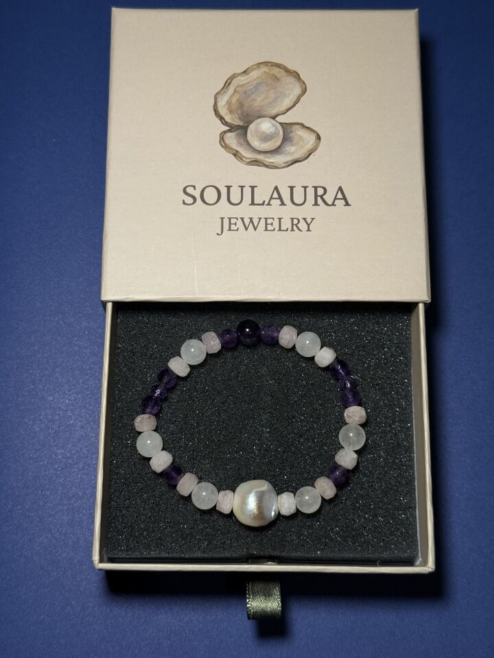 Amoria – Ametist, Pembe Kuvars & Barok İnci Kadın Bileklik