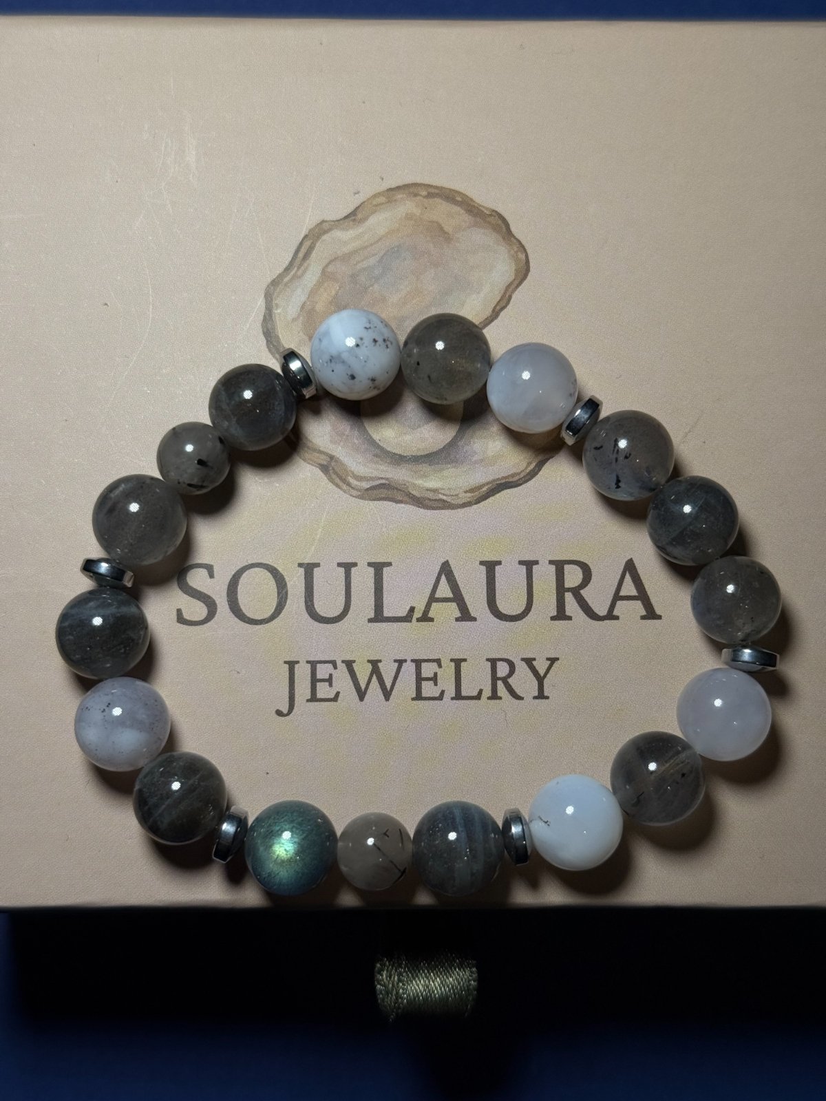 Altair Five – Labradorit & Merlinit Erkek Bileklik (Form II)