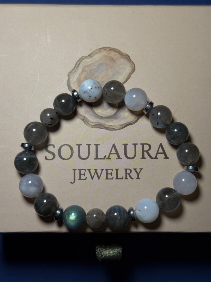 Altair Five – Labradorit & Merlinit Erkek Bileklik (Form II)