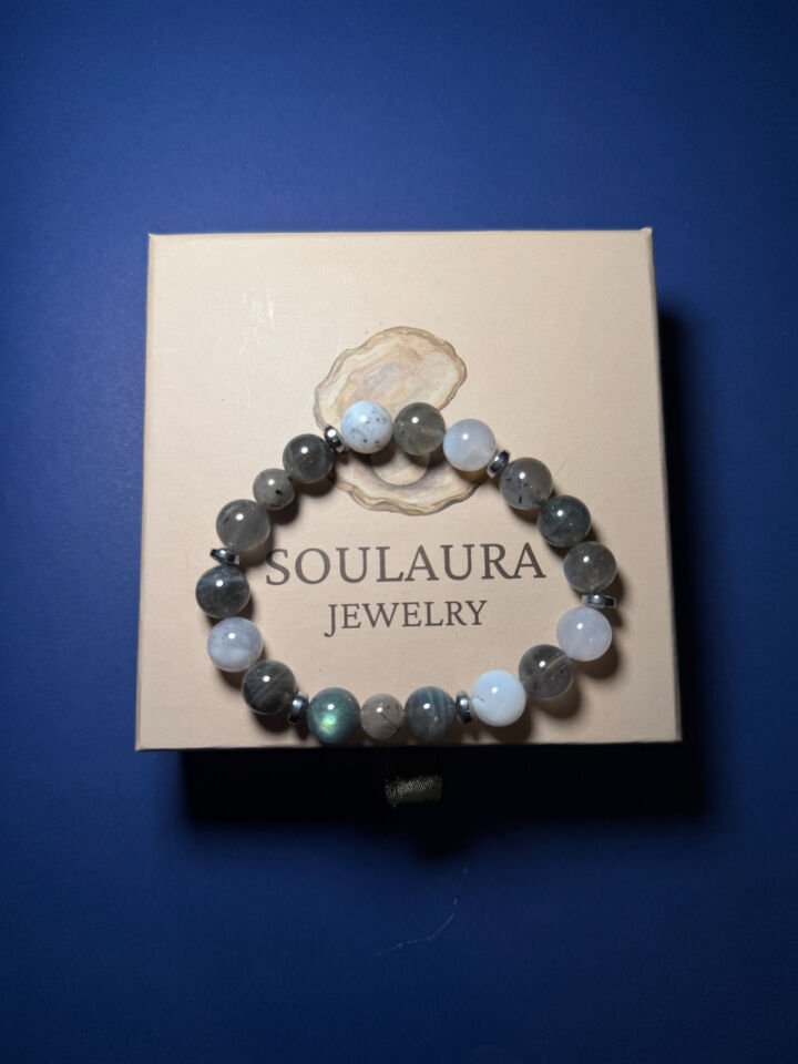 Altair Five – Labradorit & Merlinit Erkek Bileklik (Form II)