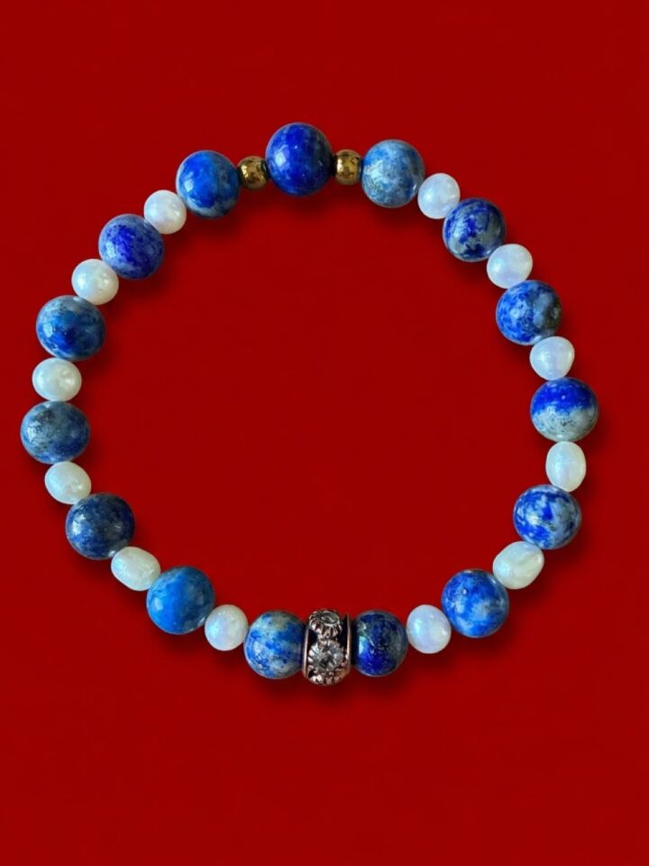 Astraea Bileklik - Lapis Lazuli • Doğal İnci • Hematit