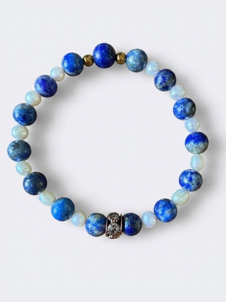 Astraea Bileklik - Lapis Lazuli • Doğal İnci • Hematit