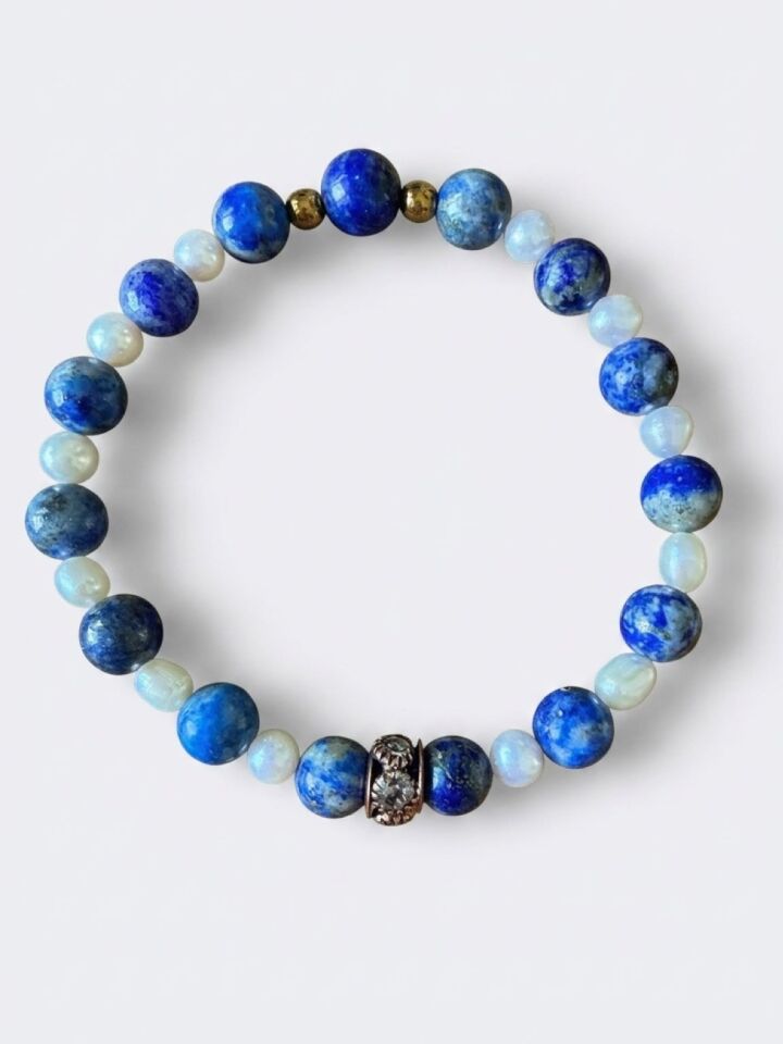 Astraea Bileklik - Lapis Lazuli • Doğal İnci • Hematit