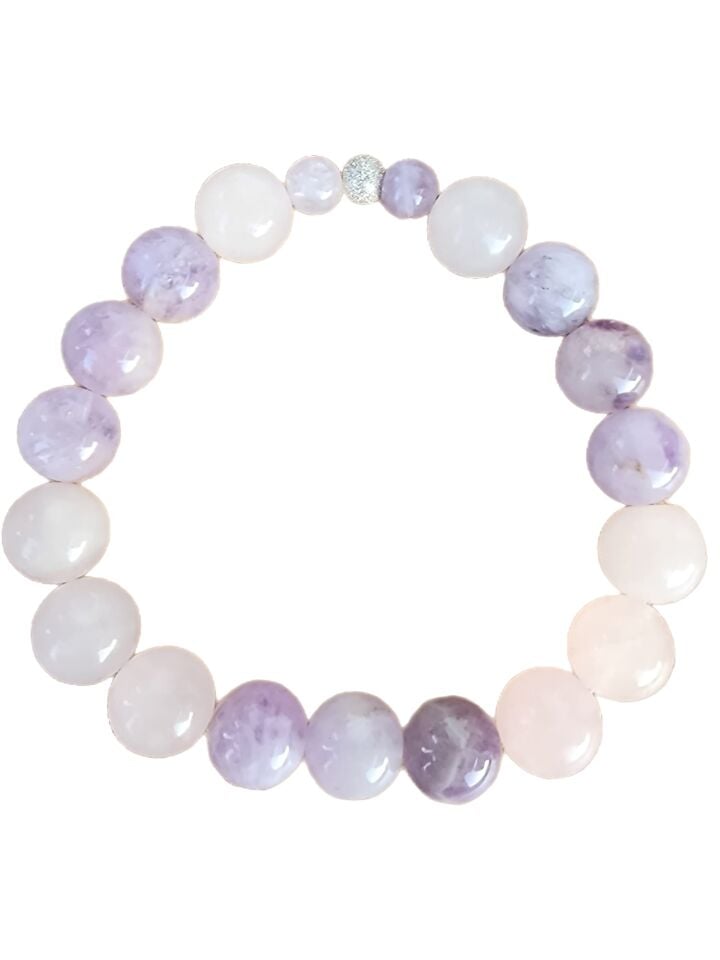 Heart of Harmony Bileklik - Lavender ametist ve Pembe kuvars