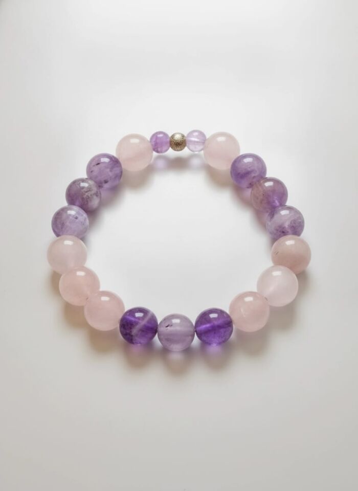 Heart of Harmony Bileklik - Lavender ametist ve Pembe kuvars