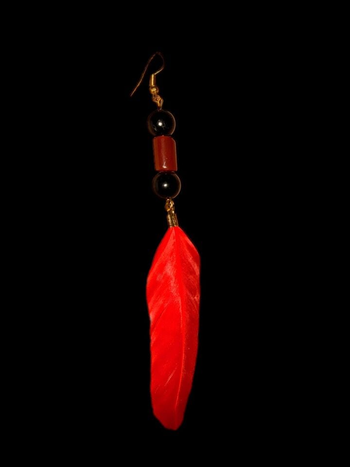 Kızıl Kanat Red Akik Tekli Küpe